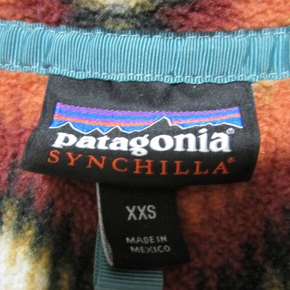 PATAGONIA Wmns XXS Timber Twist Aztec SYNCHILLA SNAP-T FLEECE PULLOVER Sweater - Picture 3 of 12